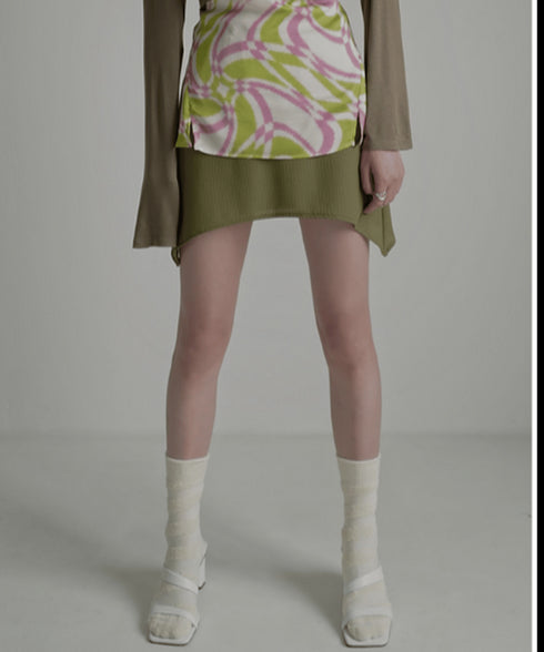 Asymmetric Skirted Flare Pants